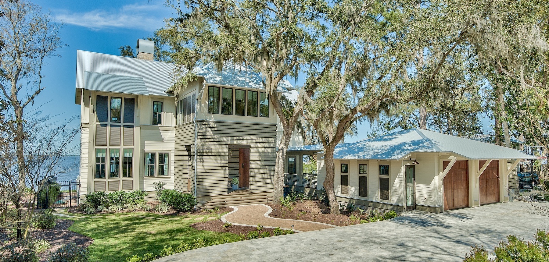 One of Point Washington's beautiful bayfront homes with towering oak tree overhead